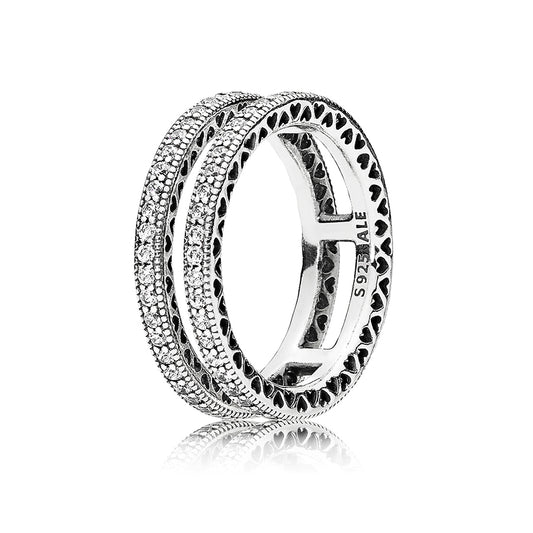 Pandora Double Hearts Ring Size 54