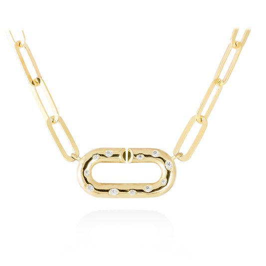 Collar choker en plata dorada con circonitas