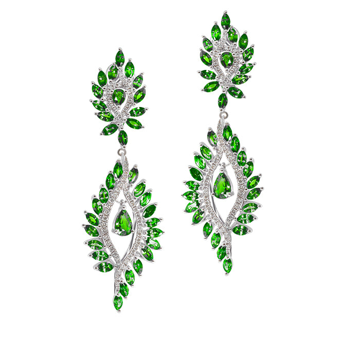 Emerald and Diamond Earrings 18k White Gold