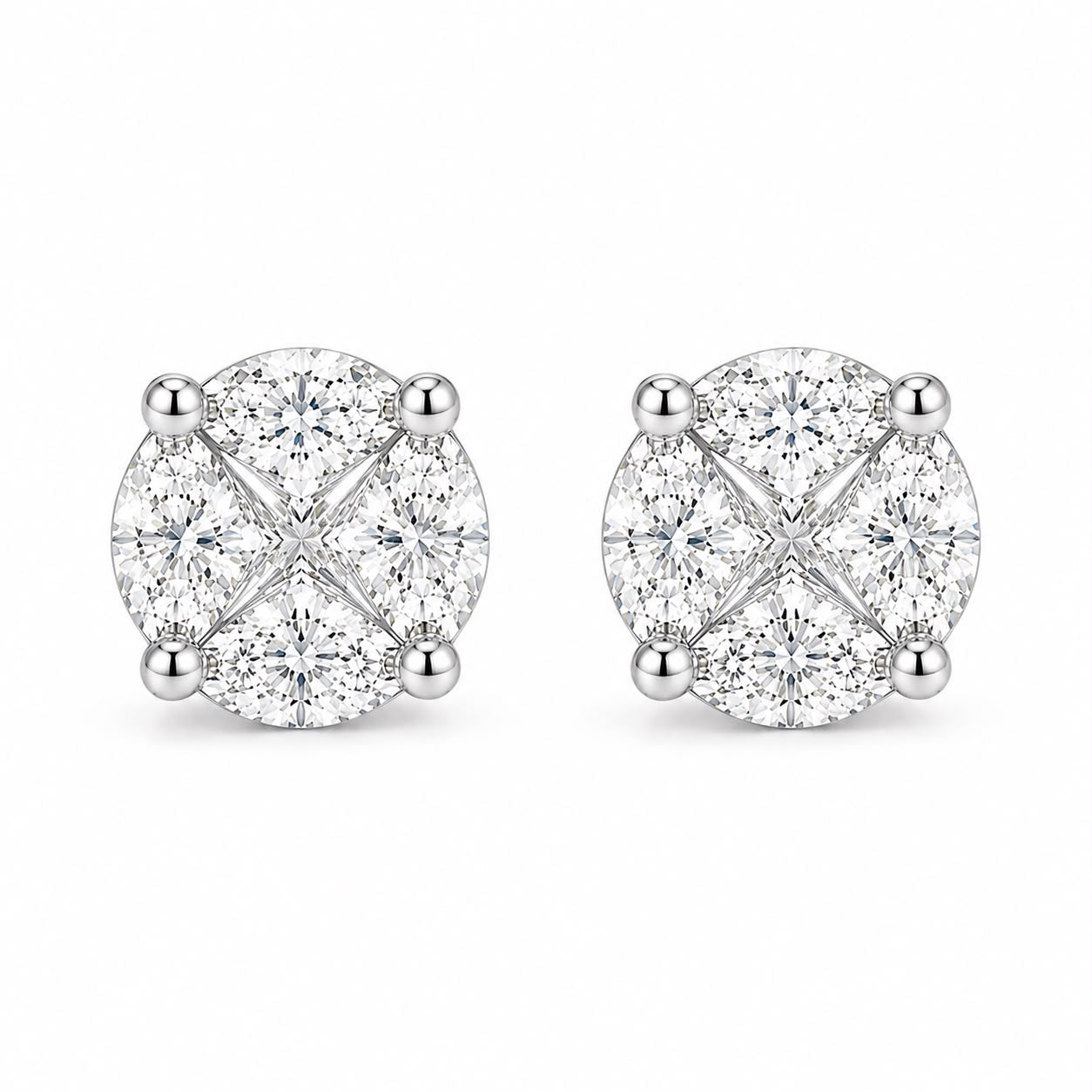 PENDIENTES ORO BLANCO  18KT ANORA CON DIAMANTES