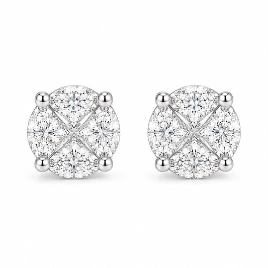 PENDIENTES ORO BLANCO  18KT ANORA CON DIAMANTES