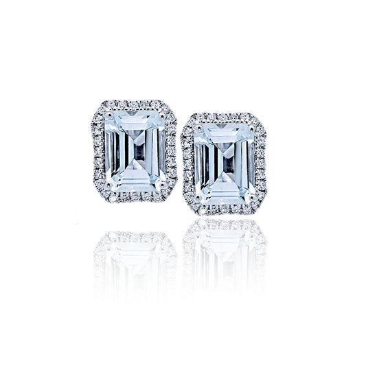 Mini Size Aquamarine And Diamond Earrings