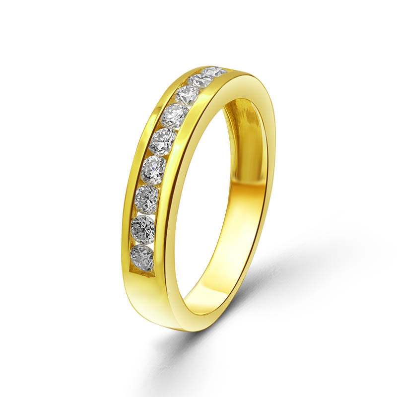 Alianza 4mm Oro Amarillo con Diamantes en Carril