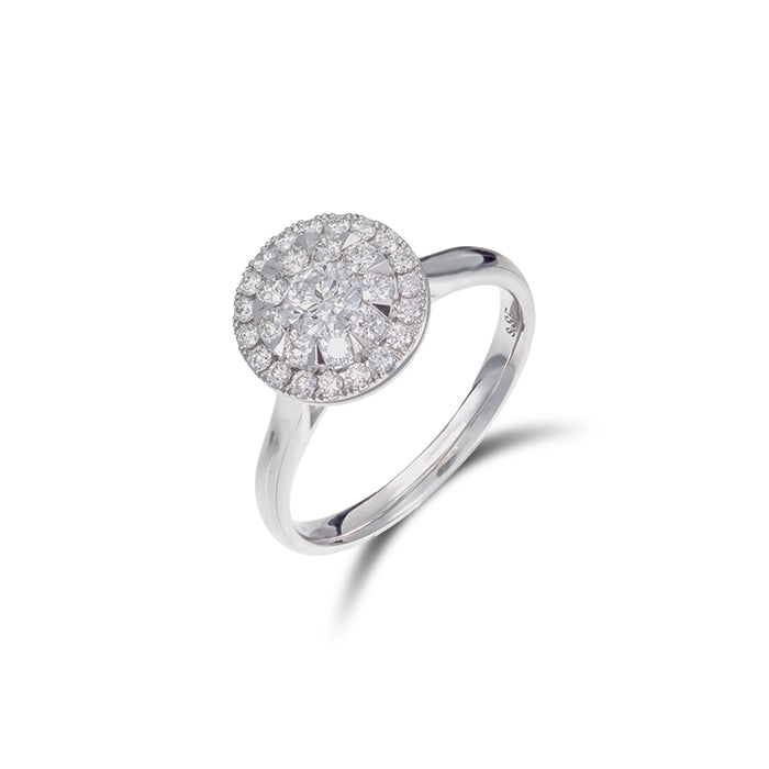 Anillo Aurora Brillante en Oro Blanco y Diamantes