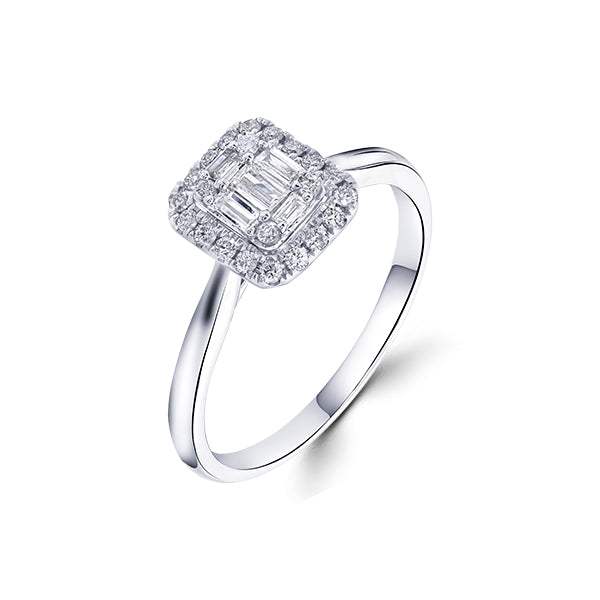 Anillo Mini HALO de Diamantes en Oro Blanco 18K