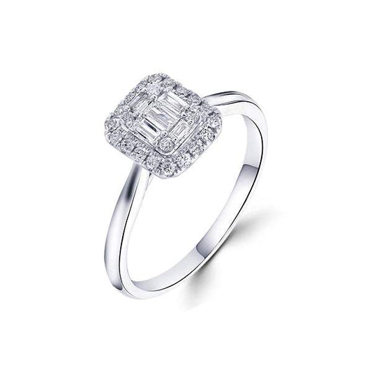 Anillo Mini HALO de Diamantes en Oro Blanco 18K