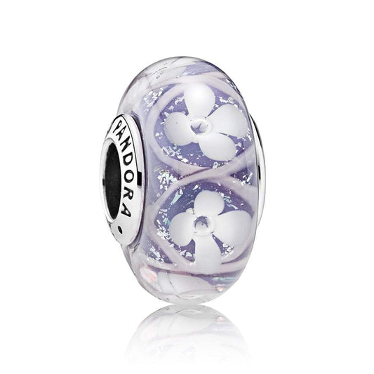 Charm PANDORA Cristal  Murano Campo Flores Morado