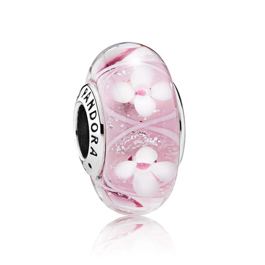 Charm PANDORA Cristal Murano Campo Flores Rosa