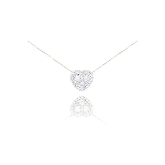 Colgante Corazón Diamante y Cadena Oro Blanco 18k