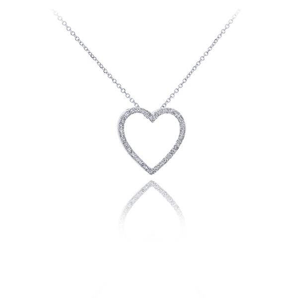 Colgante Corazón Mini Diamantes Oro Blanco 18k