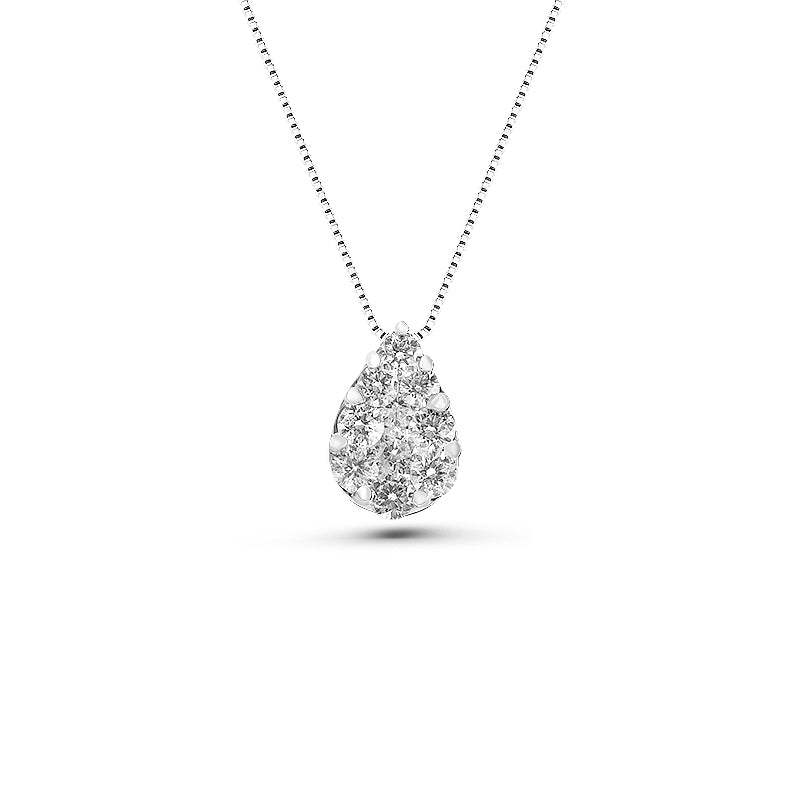 Colgante Forma Pera con Diamantes en Oro Blanco