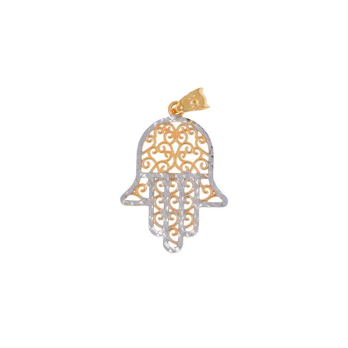 Colgante Mano de Fátima Bicolor- Oro 18k