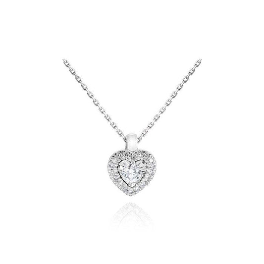 Colgante Mini Corazón en Oro Blanco con Diamantes