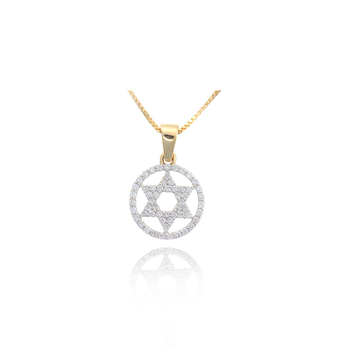 Colgante Star of David en oro 14k y diamantes
