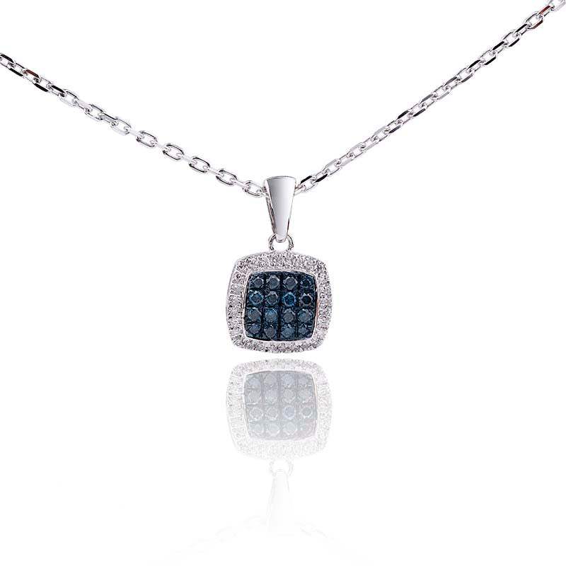 Colgante de Diamantes Azules y Blancos en Oro 18K