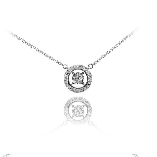 Collar círculo de vida con solitario oro blanco