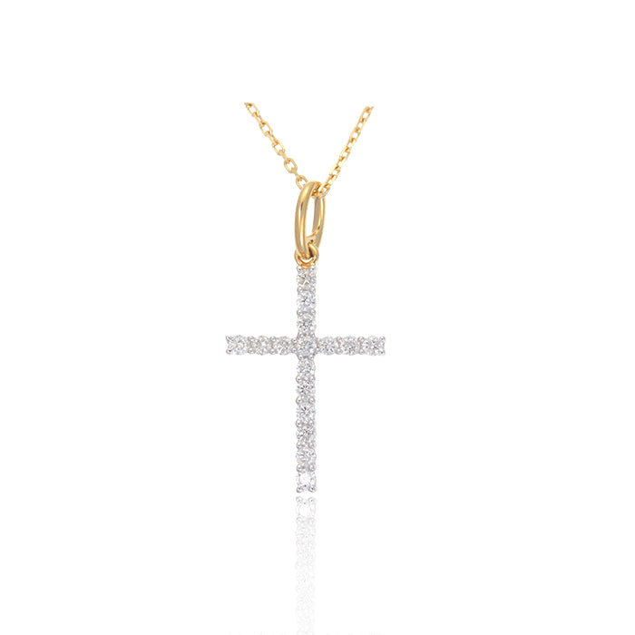 Cruz Radiante cruz de diamantes en oro amarillo