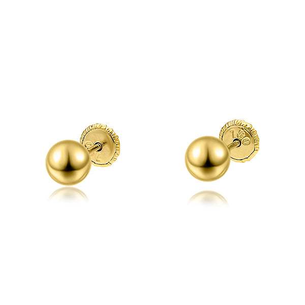 Pendiente Bola Lisa 5mm Oro Amarillo 18k