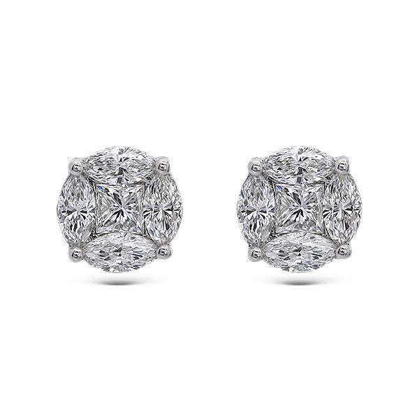 Pendientes Anora Grande con Diamantes Oro Blanco