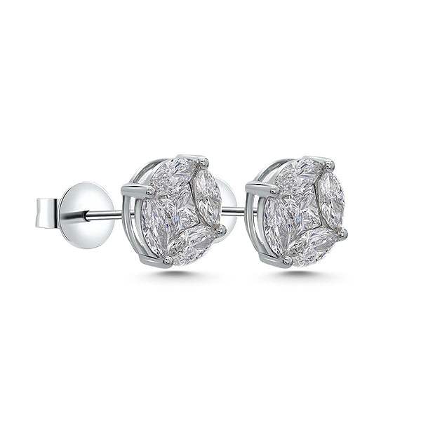 Pendientes Anora Grande con Diamantes Oro Blanco 18k