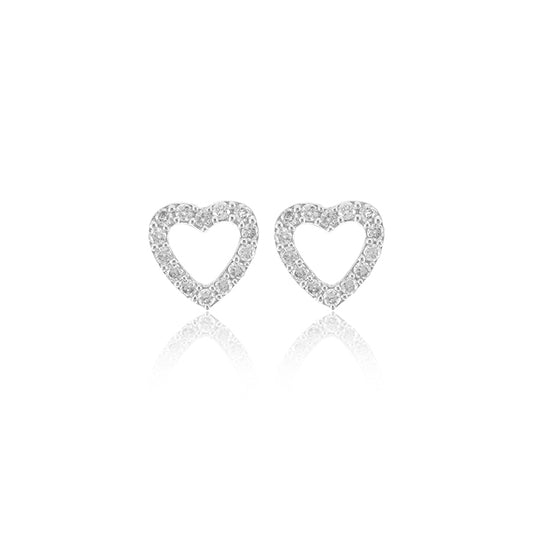 Pendientes Corazón Abierto Oro Blanco 18K Diamante