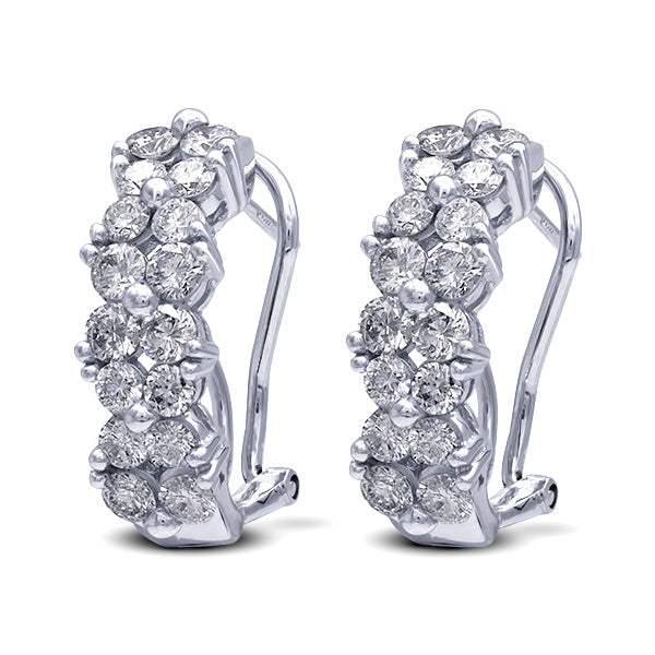 Pendientes Medio Aro con Diamantes Oro Blanco 14k