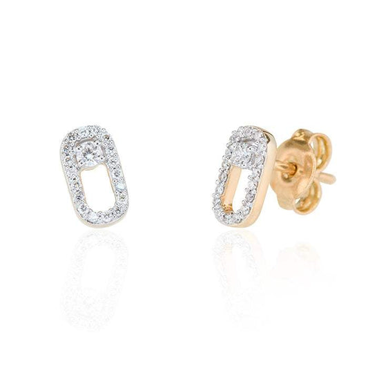 Pendientes Oro Amarillo 18k  Diamantes Classic messika style