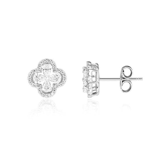 Pendientes Oro Blanco 18K Con Brillantes Pera