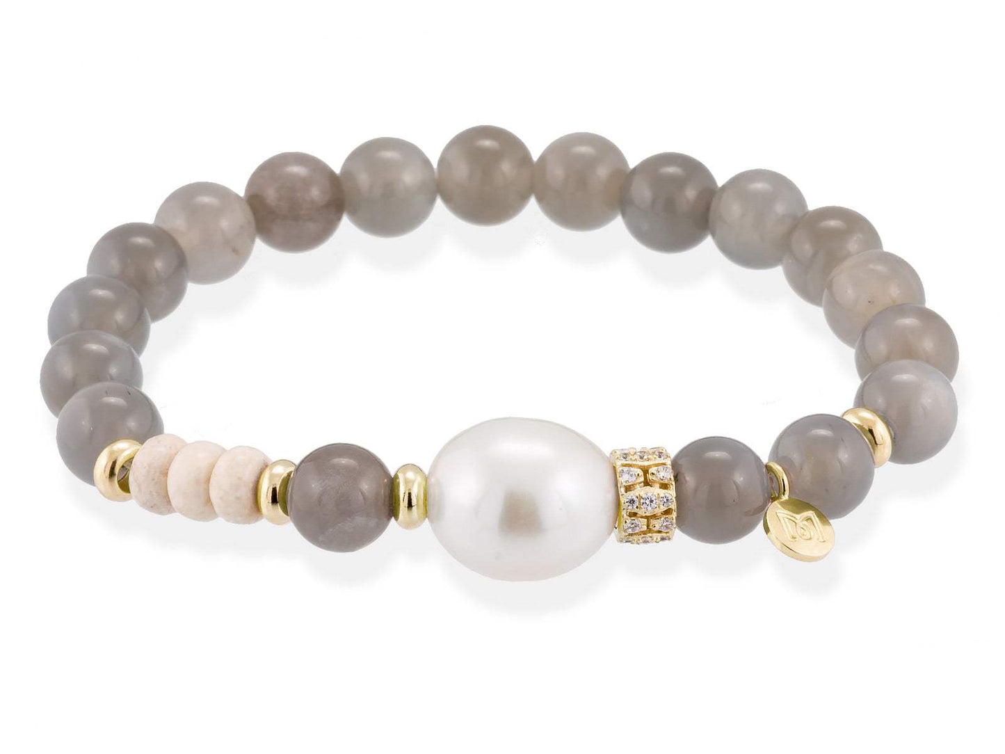 Pulsera CHAKRA Plata Dorada con  Luna y Perla marina garcia