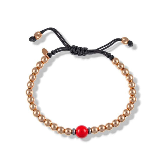 Pulsera Macramé Oro Rosa 18k con Coral