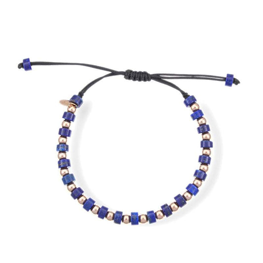Pulsera Oro Rosa 18k y Lapislázuli Natural