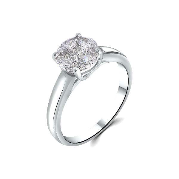 Solitario Anora Mediano con Diamantes en Platino
