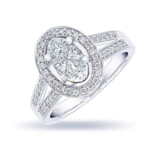 Sortija Illusion OVAL con Diamantes-Oro Blanco 18k