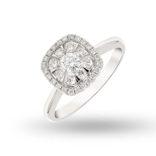 Sortija SIMON Ilusion cuadrado con diamantes