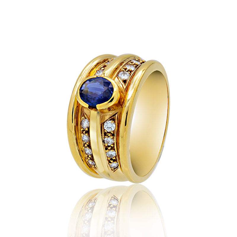 Sortija de Zafiro de Ceylán en Oro Amarillo 18K