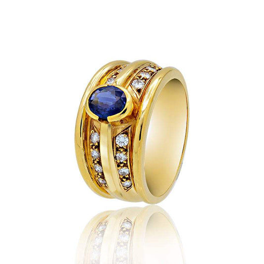 Sortija de Zafiro de Ceylán en Oro Amarillo 18K