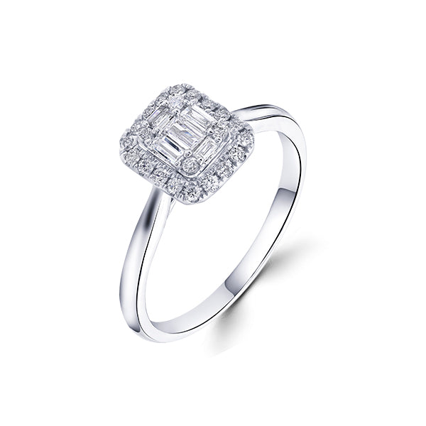 Anillo Mini HALO de Diamantes en Oro Blanco 18K