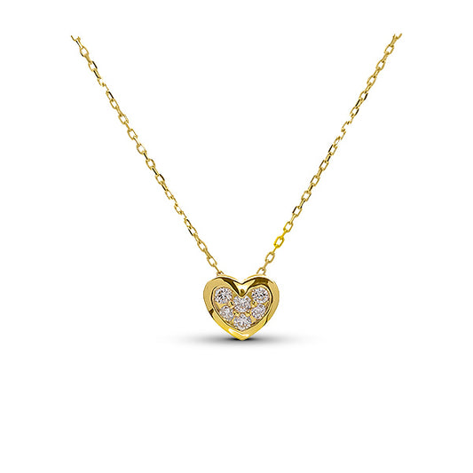 18K yellow gold diamond heart necklace
