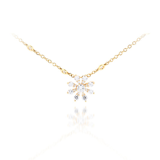Snowflake Pendant - 18k Yellow Gold - Diamonds