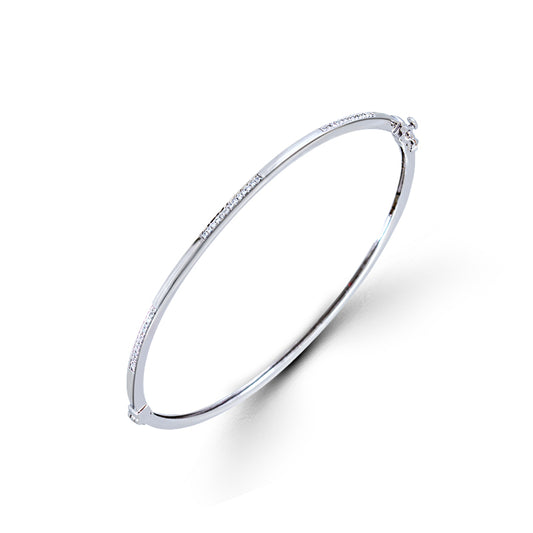 Pulsera Fina de Oro Blanco 18K con Diamantes Pavé