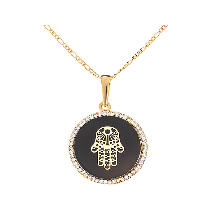 Colgante onix mano fatima oro 18k
