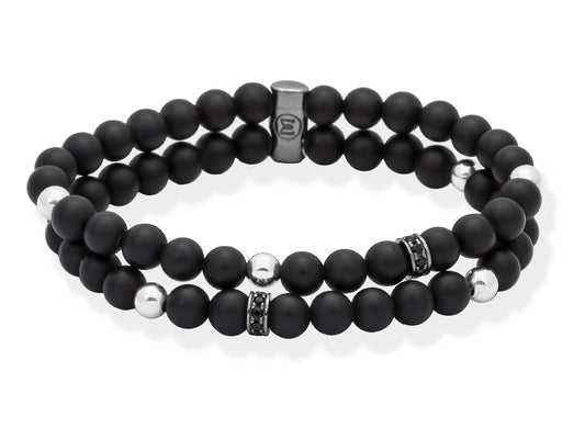 TAO Black Bracelet in silver with Onyx 17.5cms