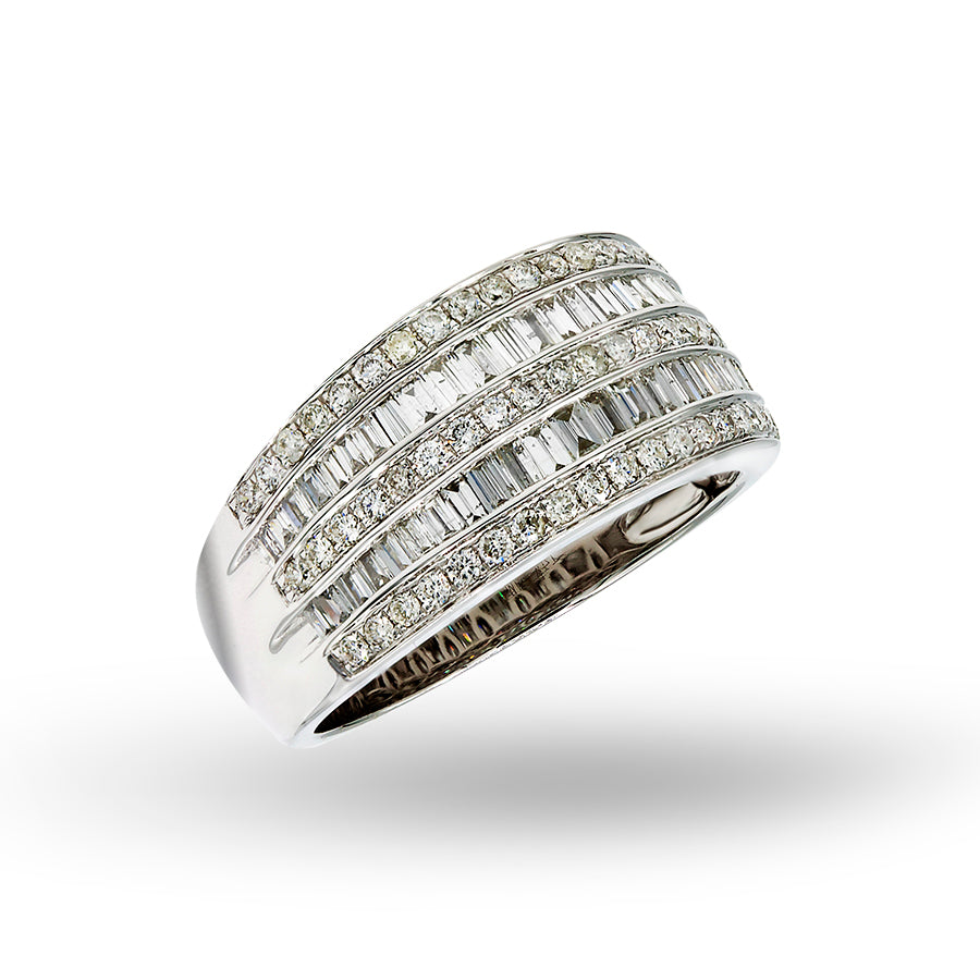Double Row Diamond Ring in 14K White Gold