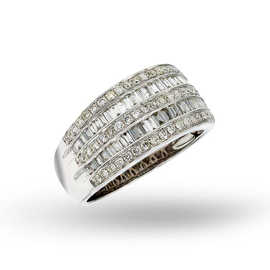 Double Row Diamond Ring in 14K White Gold