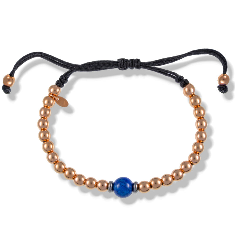 Macramé Bracelet 18k Rose Gold with Lapis Lazuli