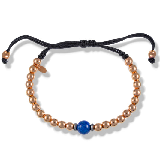 Pulsera Macramé Oro Rosa 18k con Lapislázuli