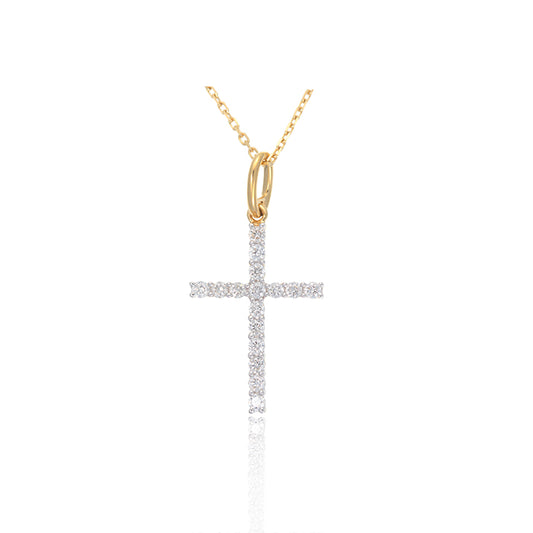 Cruz Radiante cruz de diamantes en oro amarillo