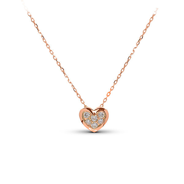 18k Rose Gold Diamond Heart Necklace