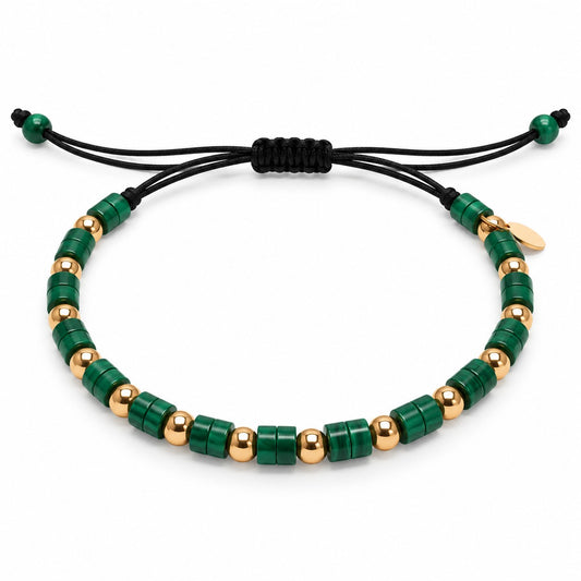 Collection  soul Bracelet Gold, Malachite, tmacrame