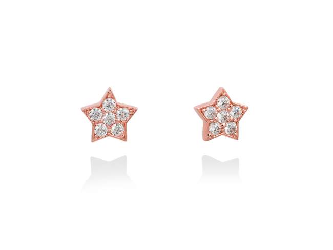 Pendientes STAR Blanco en plata rosa